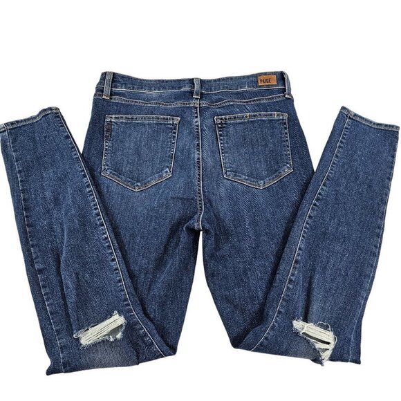 Paige Hoxton Ultra Skinny Women’s Distressed Ripped Mid Rise Blue Jeans Size 30 - Picture 16 of 16